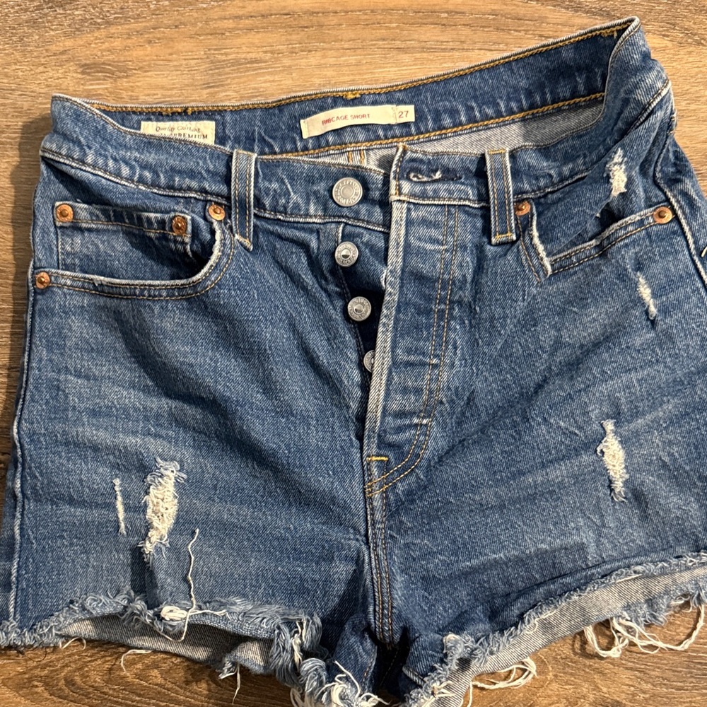 Levi's Blue Distressed Jean Shorts